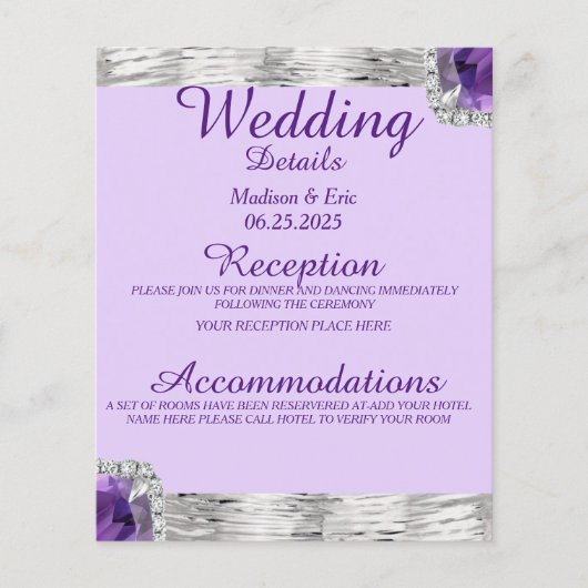 Silver Foil Lila Amethyst Wedding Detail (Vorderseite)
