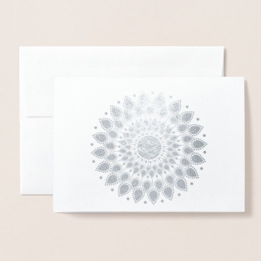 Silver Foil Lotus Mandala Folienkarte (Vorderseite mit Umschlag)