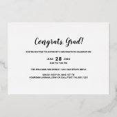 Silver Foil Modern 1-Foto Graduation Party Folieneinladung (Rückseite)