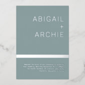 Silver Foil Moderne Minimalistische Hochzeit Folieneinladung (Vorderseite)