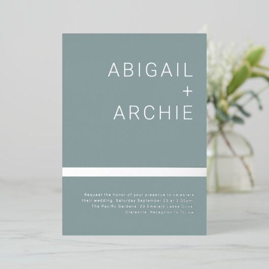 Silver Foil Moderne Minimalistische Hochzeit Folieneinladung (Stehend vorne)