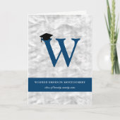 Silver Foil Monogram Alphabet W Modern Foto Grad Einladung (Vorderseite)