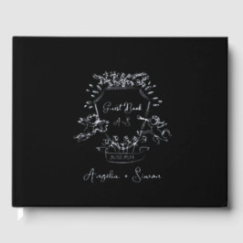 Silver Foil Monogram Black Wedding Guest Book Gästebuch