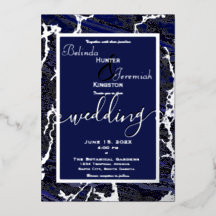 Silver Foil & Navy Blue 5" x 7"