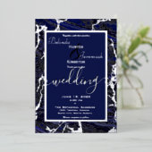 Silver Foil & Navy Blue 5" x 7" Folieneinladung (Stehend vorne)