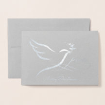 Silver Foil Peace Dove Card