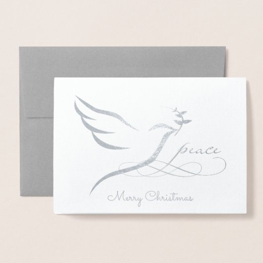 Silver Foil Peace Dove Card Folienkarte (Vorderseite mit Umschlag)