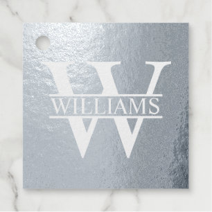 Silver Foil Personalisiert Monogramm und Name Geschenkanhänger