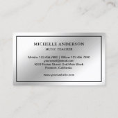 Silver Foil Piano Keyboard Musiker Pianist Visitenkarte (Rückseite)