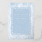 Silver Foil Quinceañera Einladung Dusty Blue (Vorderseite)