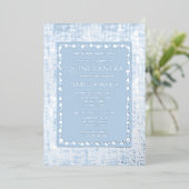 Silver Foil Quinceañera Einladung Dusty Blue (Stehend vorne)