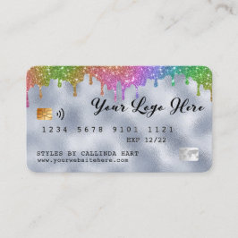 Silver Foil Rainbow Glitzer Tropfen Loyalty VIP Visitenkarte