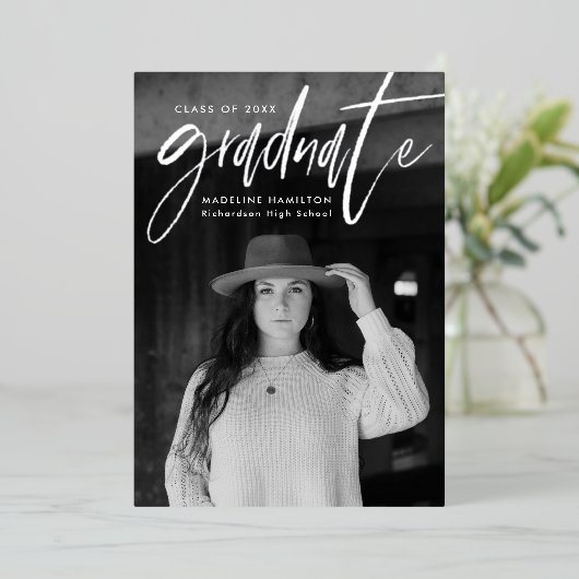 Silver Foil Script 4 Foto Abschluss Ankündigung (Stehend vorne)