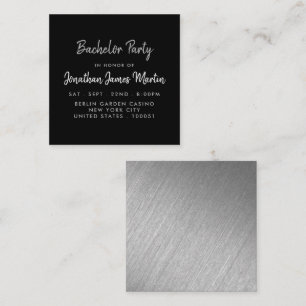 Silver Foil & Script Bachelor Party Ticket Einladu