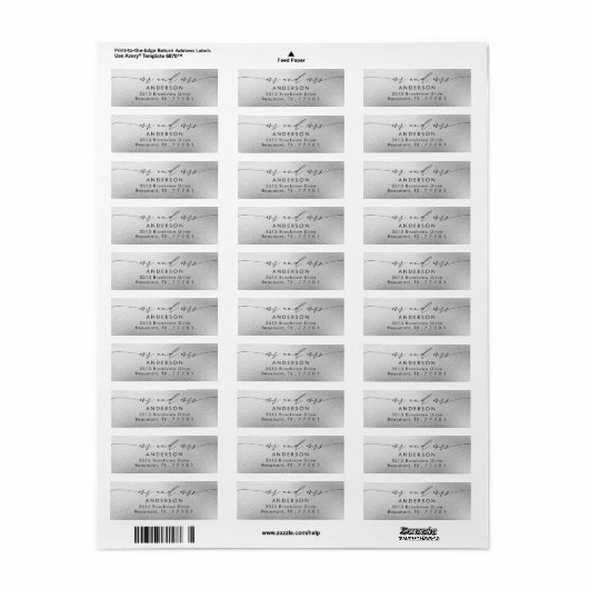 Silver Foil Script Chic Mr & Mrs. Rücksendeadresse (Vorne)