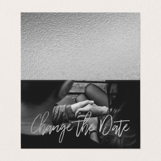 Silver Foil Script-Foto ändern Datumskarte Visitenkarten (Außenseite Aufgefaltet)