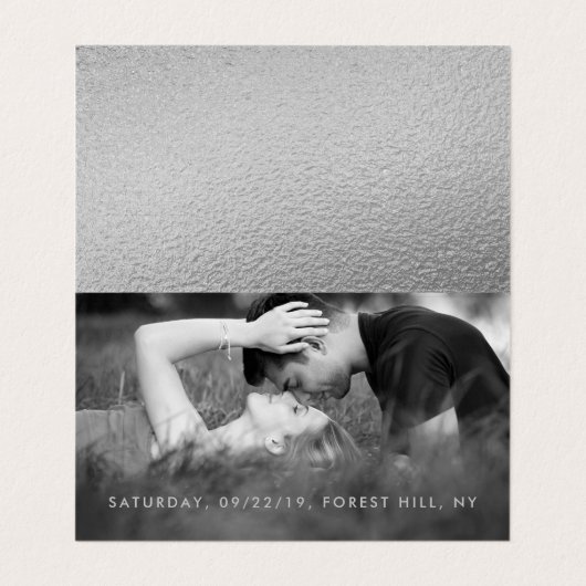 Silver Foil Script-Foto ändern Datumskarte Visitenkarten (Innenseite Aufgefaltet)