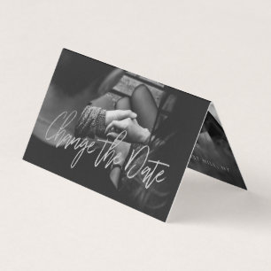 Silver Foil Script-Foto ändern Datumskarte Visitenkarten