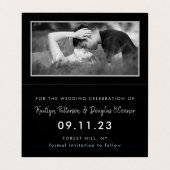 Silver Foil & Script Foto Save the Date Karte (Innenseite Aufgefaltet)