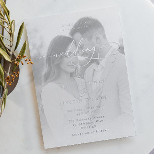 Silver Foil Script & Portrait Wedding Folieneinladung