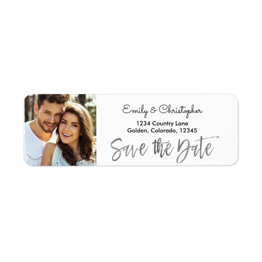 Silver Foil Script Wedding Save the Date Foto (Vorne)