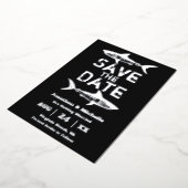 Silver Foil Shark Beach Hochzeit Save the Date Folieneinladung (Gedreht)