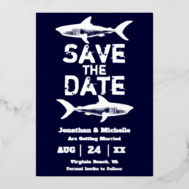 Silver Foil Shark Beach Save the Date Folieneinladung