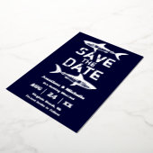 Silver Foil Shark Beach Save the Date Folieneinladung (Gedreht)