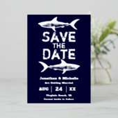 Silver Foil Shark Beach Save the Date Folieneinladung (Stehend vorne)