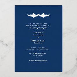 Silver Foil Shark Wedding Folieneinladung