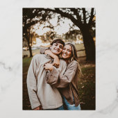 Silver Foil Simplistic 2 Foto Wedding Folieneinladung (Rückseite)