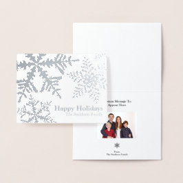 Silver Foil Snowflake Foto Inside Holiday Card Folienkarte