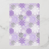 Silver Foil Snowflake Polar Lila Baby Dusche Folieneinladung (Rückseite)