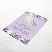 Silver Foil Snowflake Polar Lila Baby Dusche Folieneinladung (Gedreht)