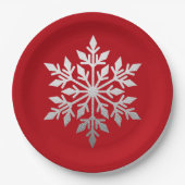 Silver Foil Snowflake Solides Weihnachtsfest Party Pappteller (Vorderseite)