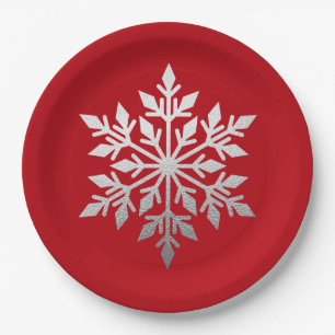 Silver Foil Snowflake Solides Weihnachtsfest Party Pappteller