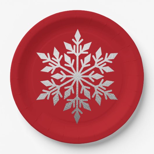 Silver Foil Snowflake Solides Weihnachtsfest Party Pappteller (Vorderseite)