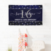 Silver Foil Snowflakes & Blue Bokeh Sweet 16 Banner (Insitu)