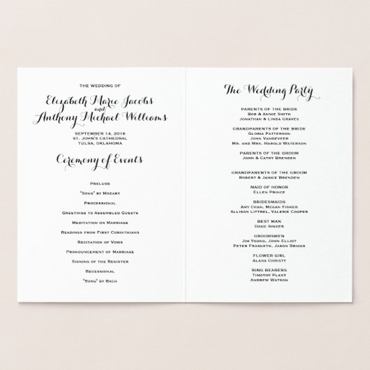 Silver Foil Snowflakes Winter Wedding Programm (Innenseite)