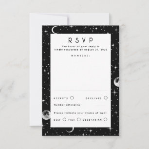 Silver Foil Stars Celestial Wedding RSVP