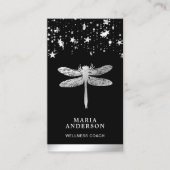 Silver Foil Stars Confetti Silver Dragonfly Visitenkarte (Vorderseite)