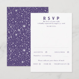 Silver Foil Stars Modern Wedding RSVP Karte