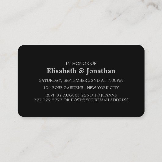 Silver Foil Strip, Engagement Party Ticket Einladu (Rückseite)