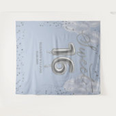 Silver Foil Sweet 16 Balloons Blue Hintergrund Wandteppich (Vorderseite (Horizontal))