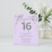 Silver Foil Sweet 16 Balloons Budget Einladungen (Stehend Vorderseite)