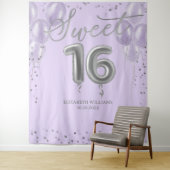 Silver Foil Sweet 16 Balloons Lavendel Hintergrund Wandteppich (Beispiel)