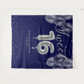 Silver Foil Sweet 16 Balloons Royal Blue Hintergru Wandteppich (Vorderseite (Horizontal))