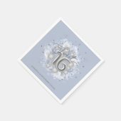 Silver Foil Sweet 16 Bday Balloons Dusty Blue Serviette (Ecke)