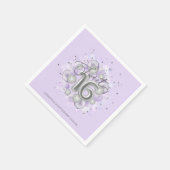 Silver Foil Sweet 16 Bday Balloons Party Lavender Serviette (Ecke)