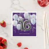 Silver Foil Sweet 16 Bday Balloons Party Lila Serviette (Beispiel)